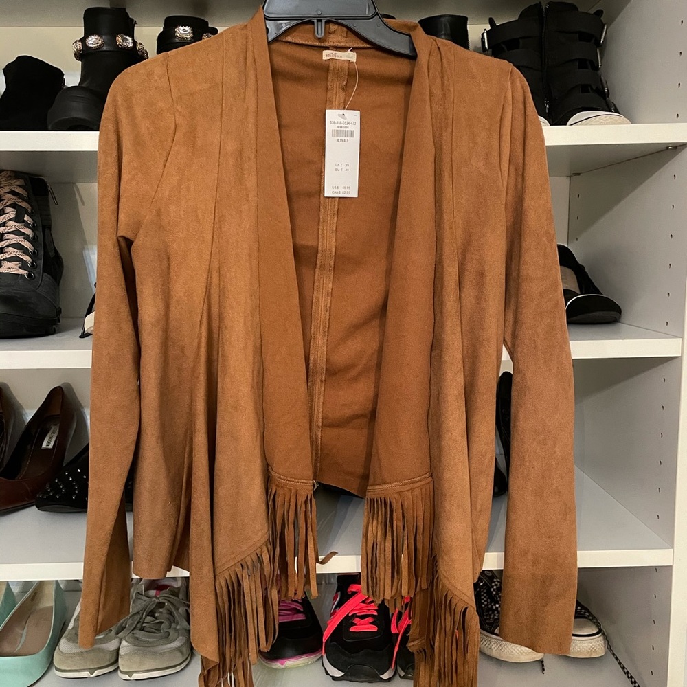 NWT Faux Suede Fringe Jacket
